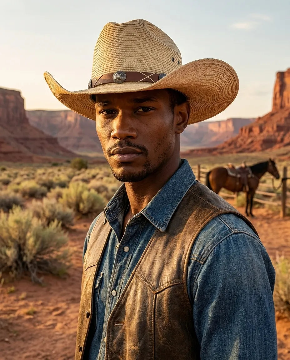 Outpost Badge Curved Brim Straw Cowboy Hat