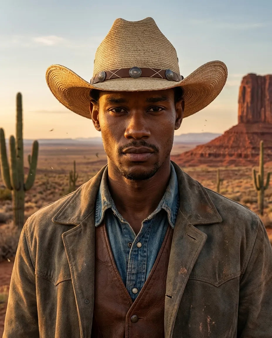 Outpost Badge Curved Brim Straw Cowboy Hat