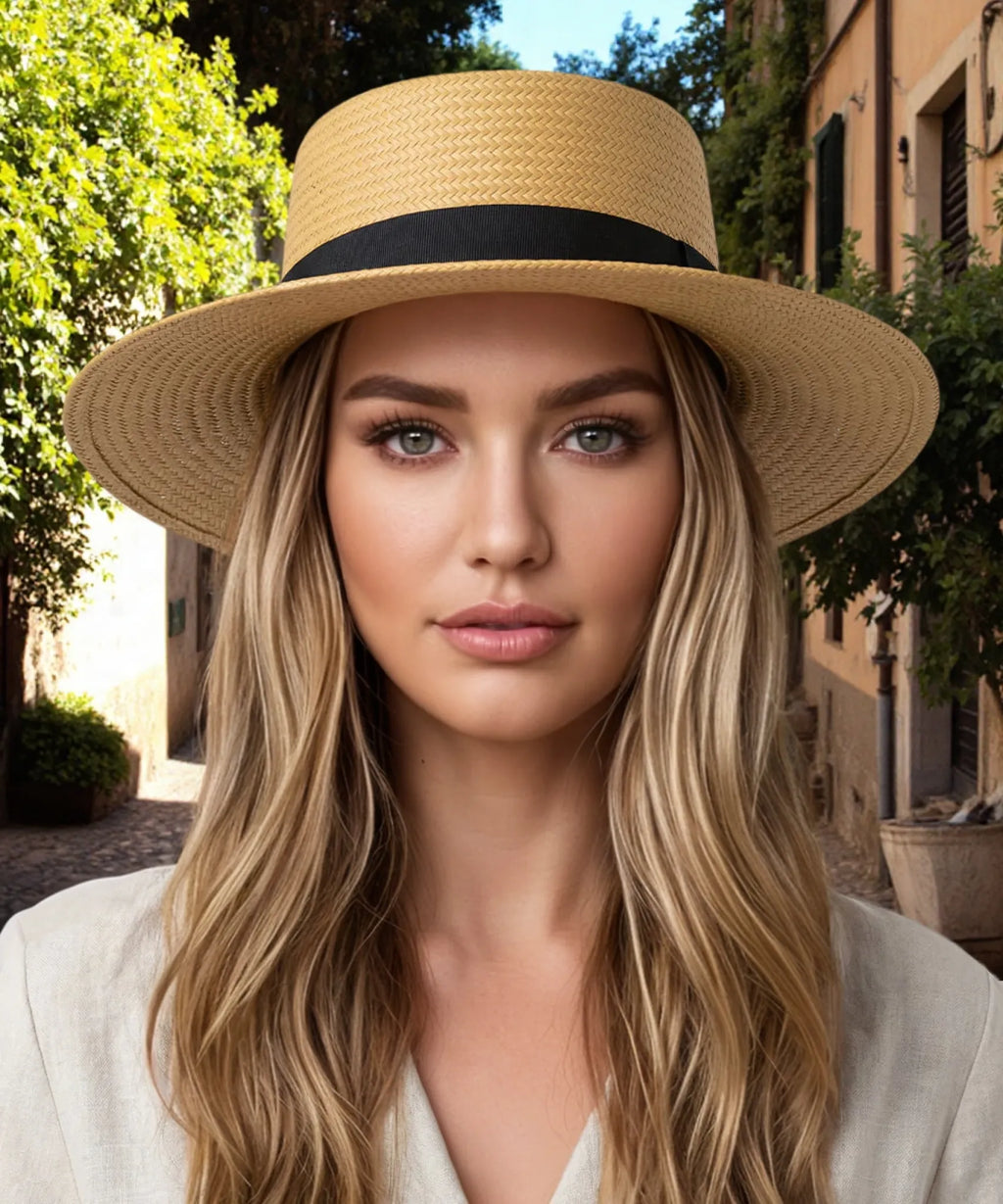 Riviera Natural Straw Boater Hat