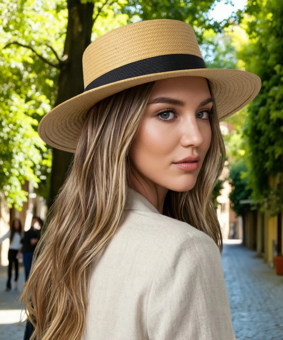 Riviera Natural Straw Boater Hat