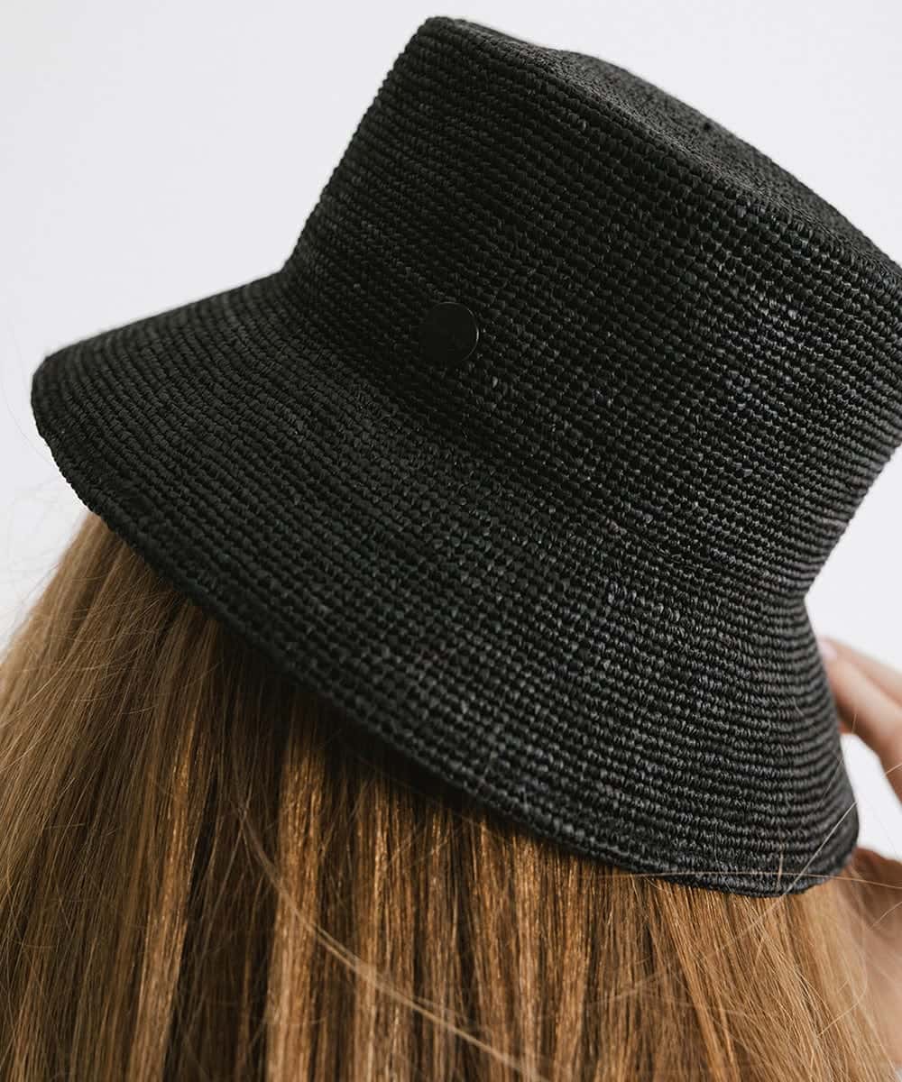 Solstice Packable Black Straw Hat Bucket