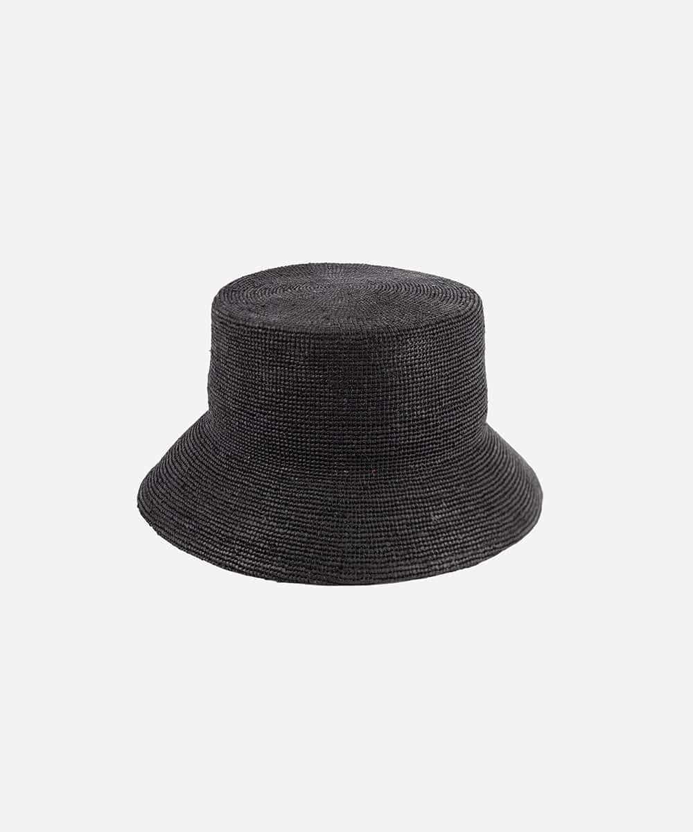 Solstice Packable Black Straw Hat Bucket