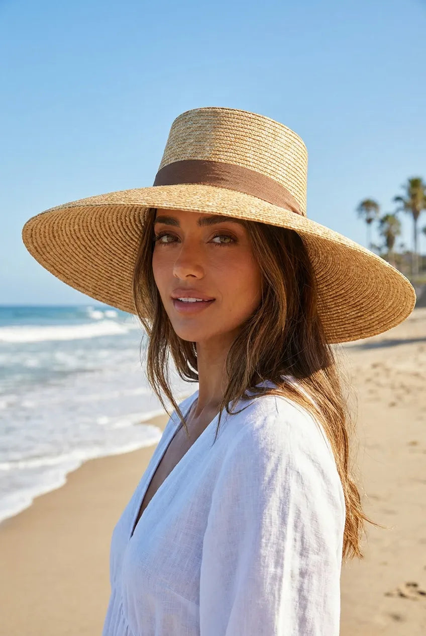 Wheat Wide Brim Golden Straw Bucket Hat