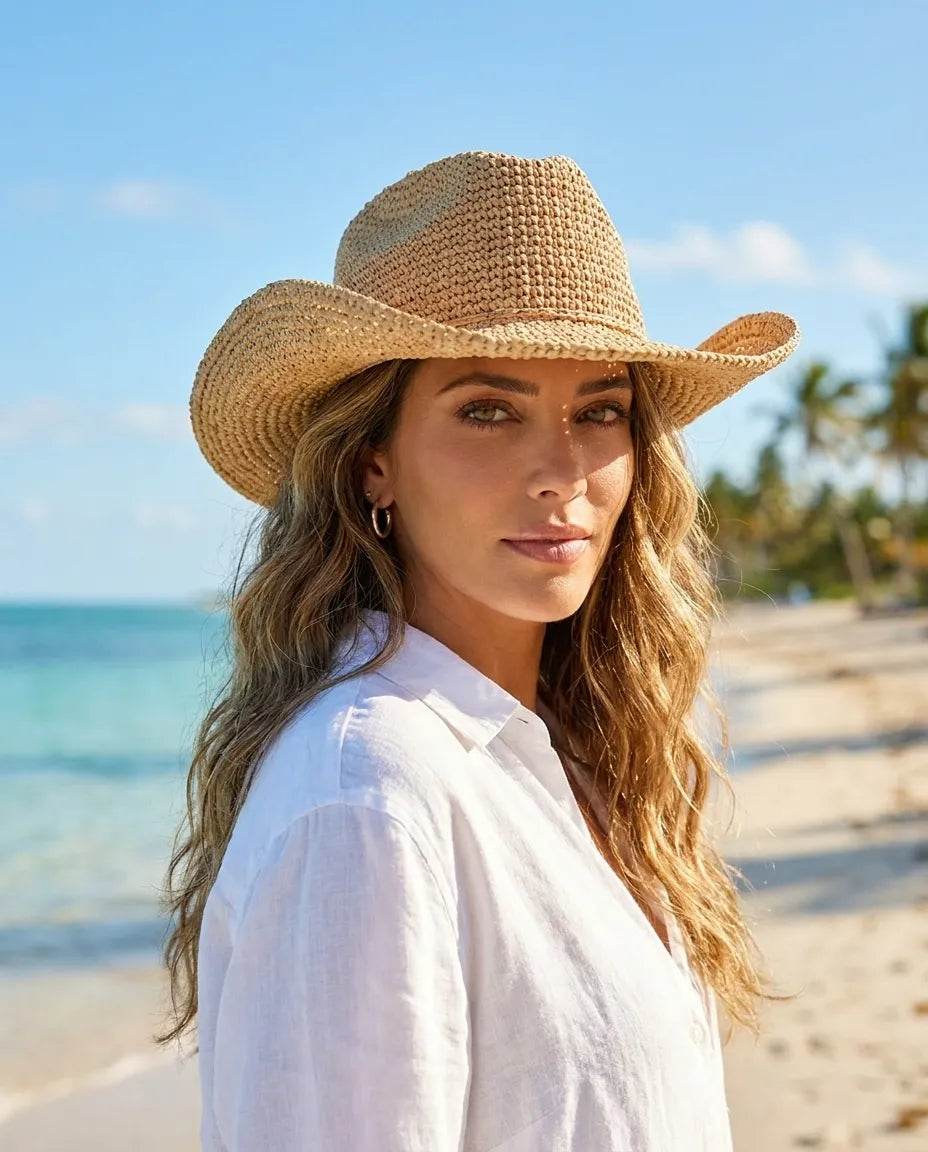 Natural Raffia Cattleman Cowboy Straw Hat