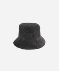Bloom Packable Black Straw Bucket Hat
