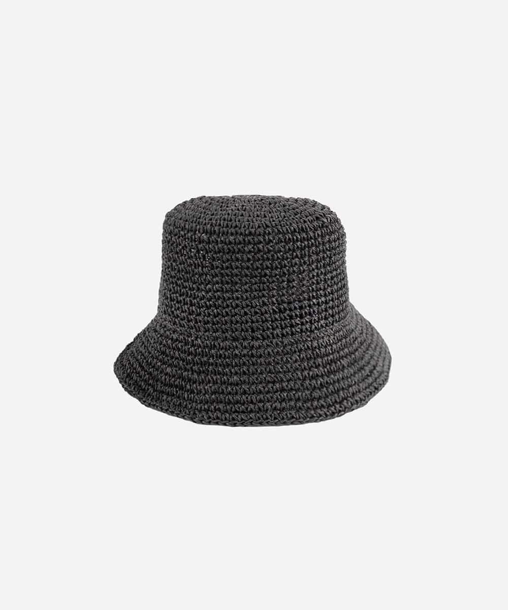 Bloom Packable Black Straw Bucket Hat