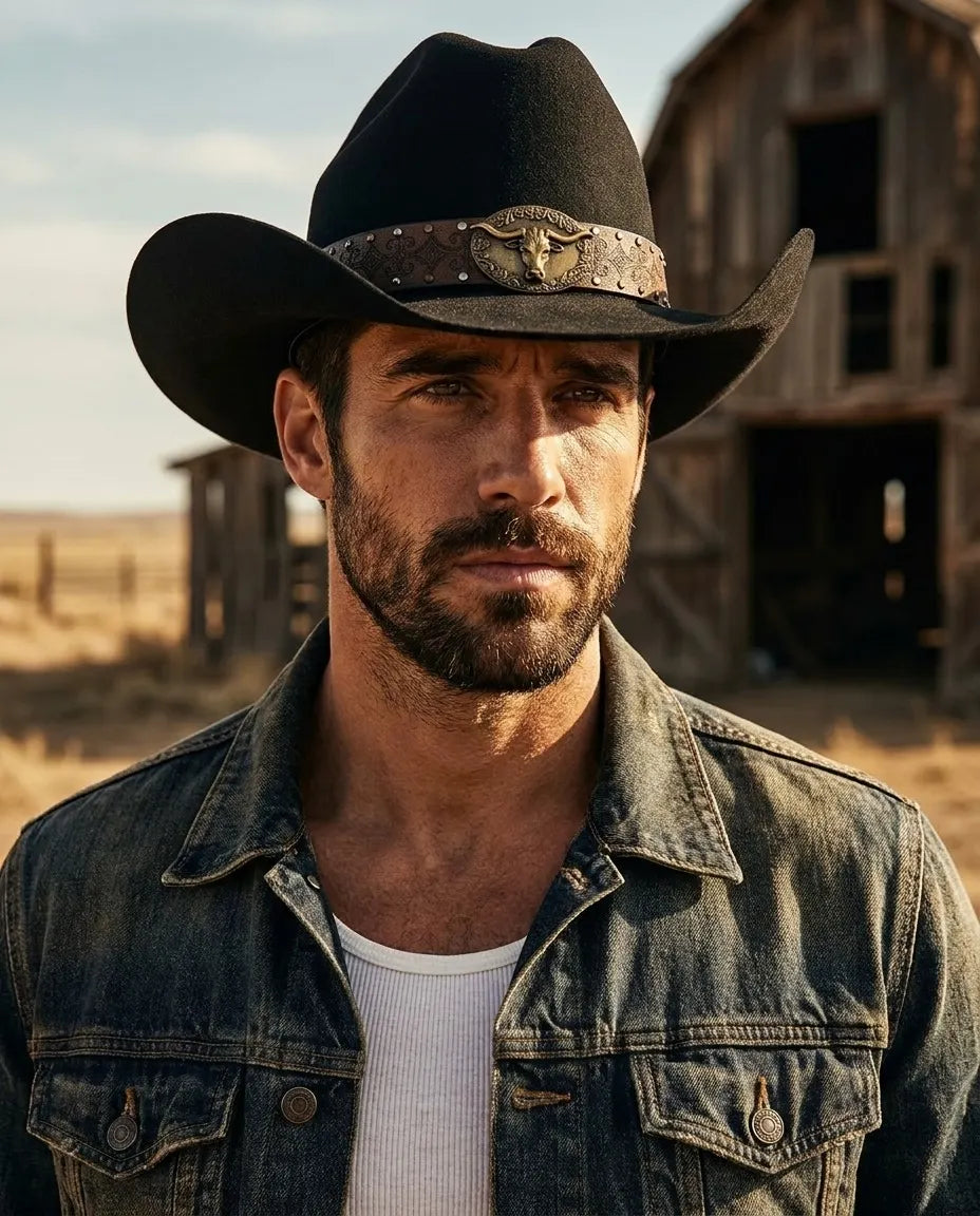 Tibetan style Wool Western Cowboy Cap