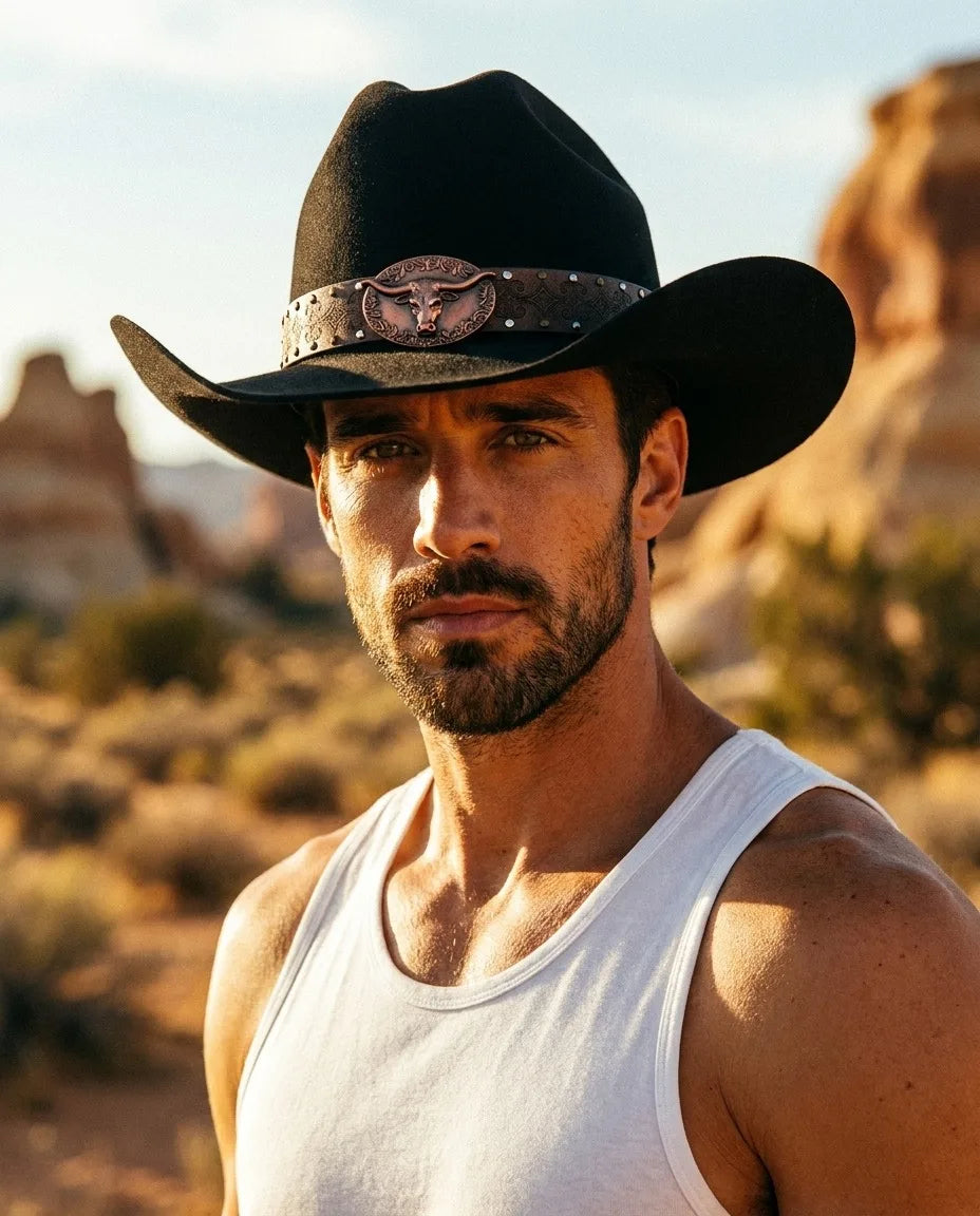 Tibetan style Wool Western Cowboy Cap