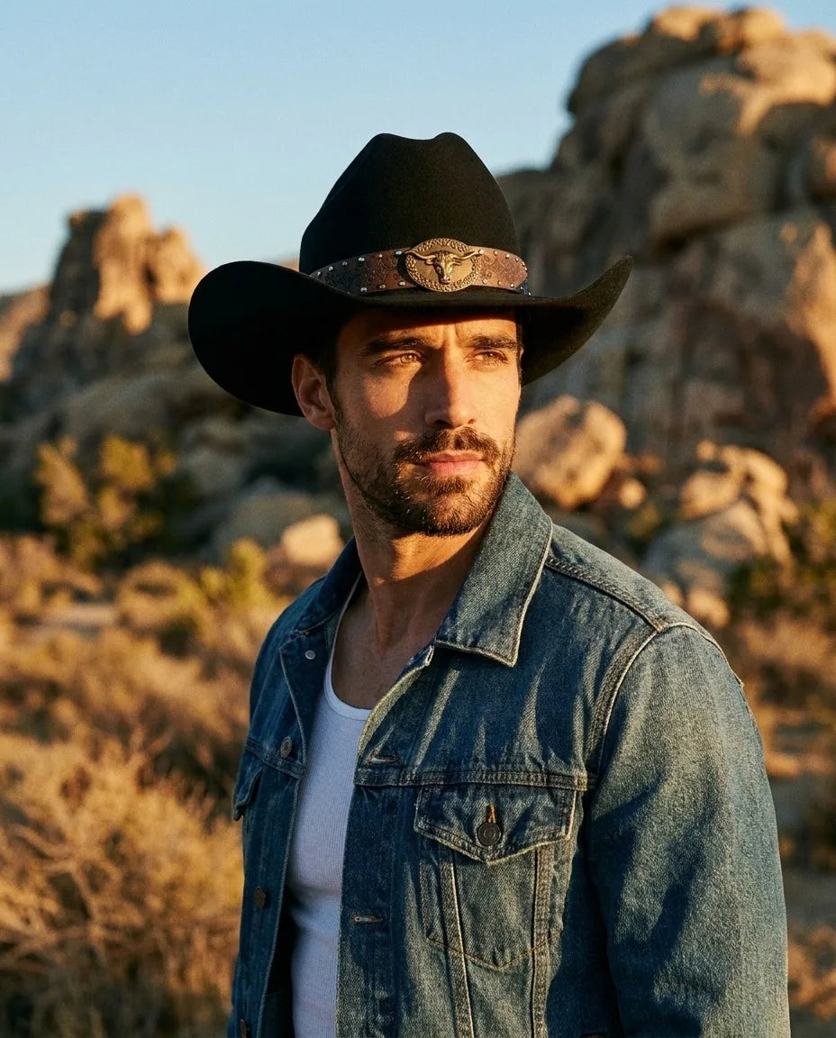Tibetan style Wool Western Cowboy Cap