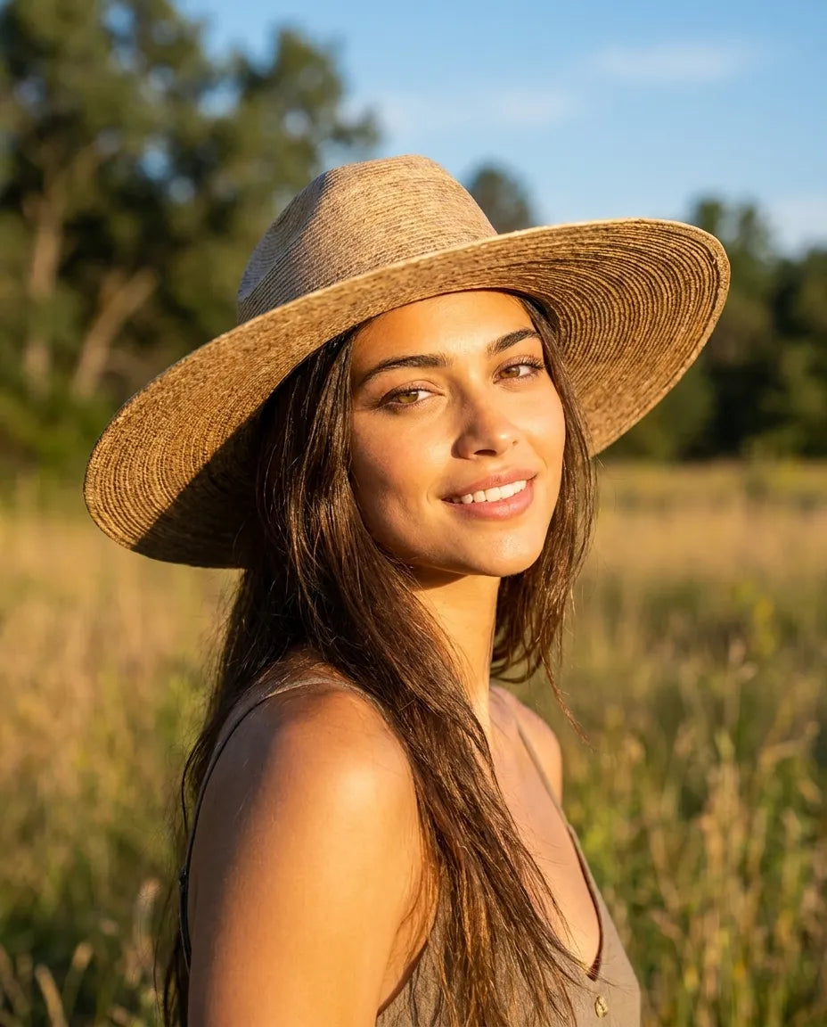 Handmade Wide Brim Palm Leaf Cowboy Hat