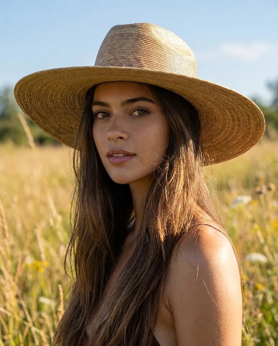 Handmade Wide Brim Palm Leaf Cowboy Hat