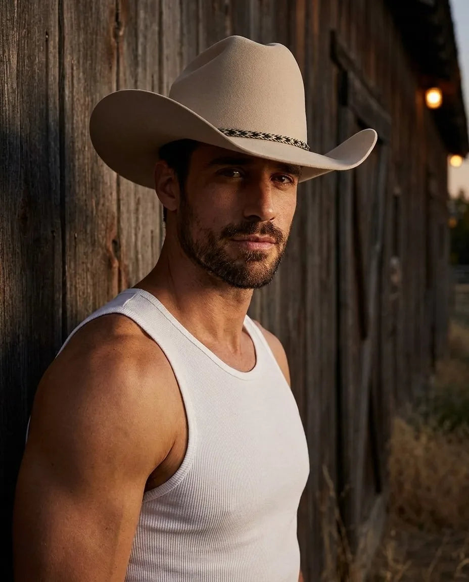 White Pure Wool Felt Western Cowboy Hat