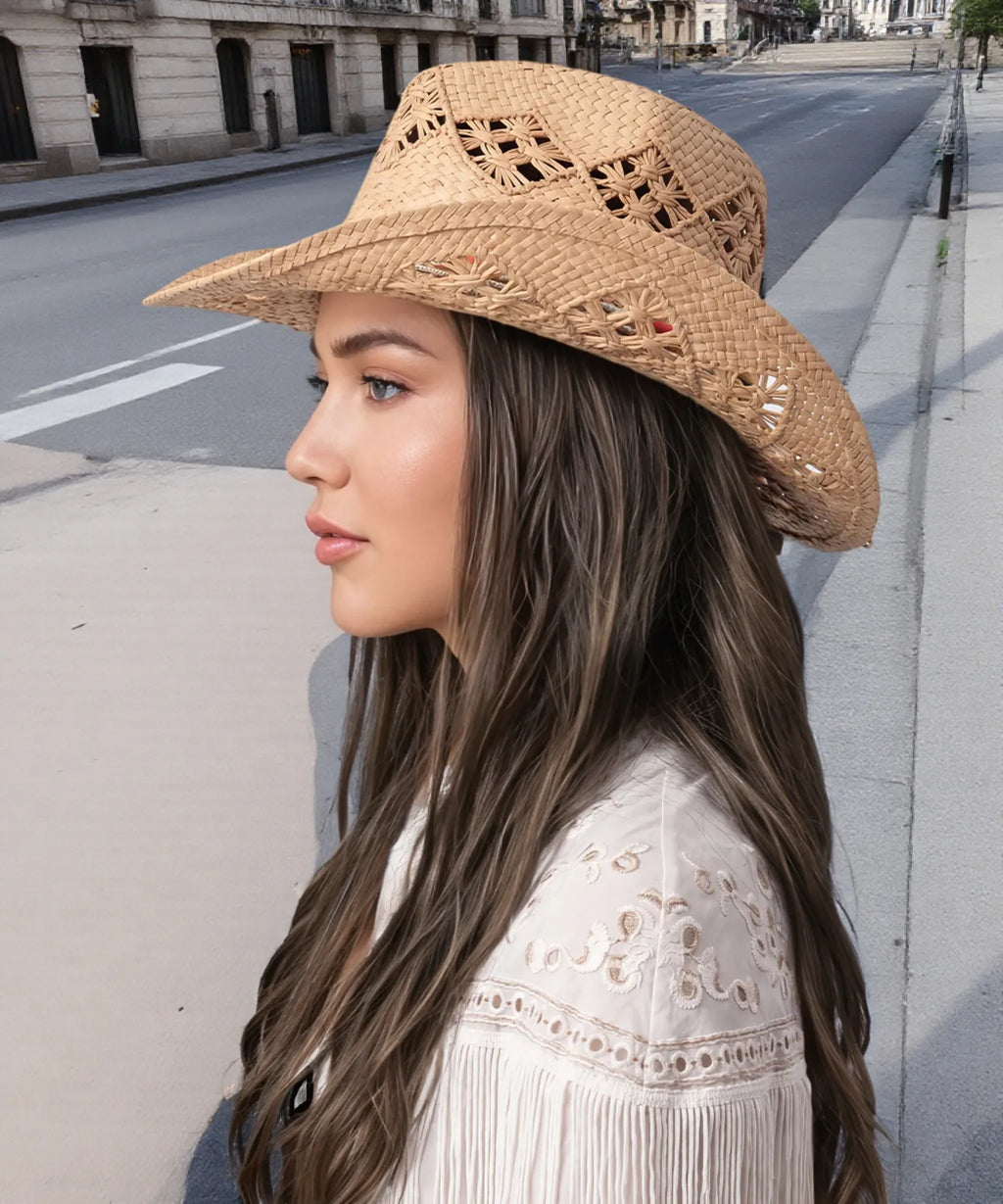 Summer Raffia Straw Cowboy Hat