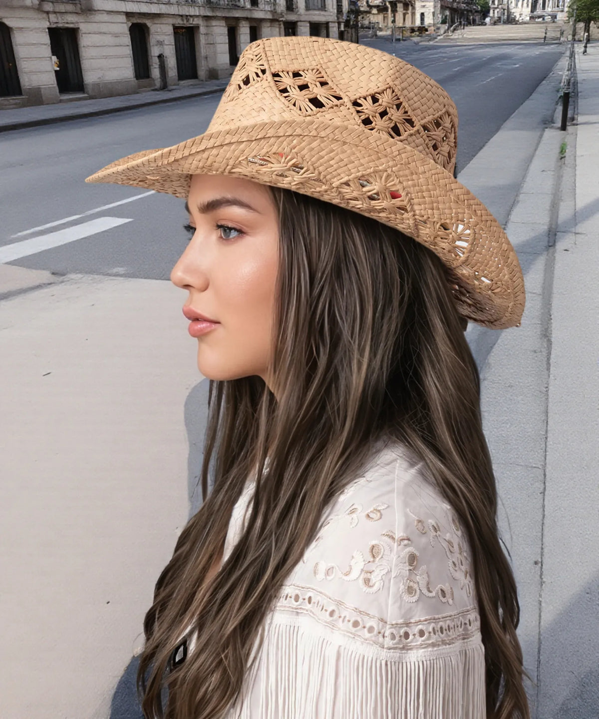 Summer Raffia Straw Cowboy Hat