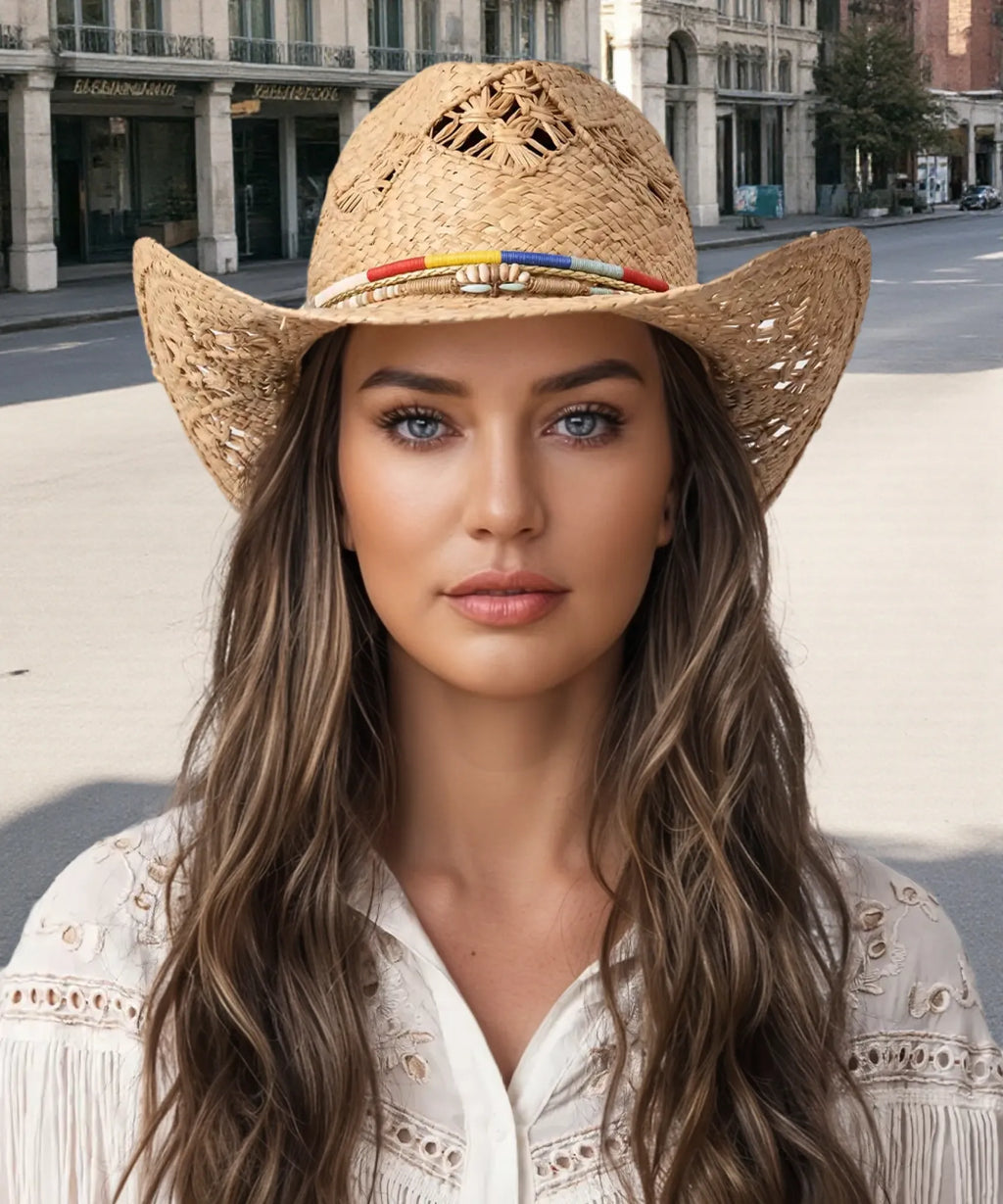 Summer Raffia Straw Cowboy Hat
