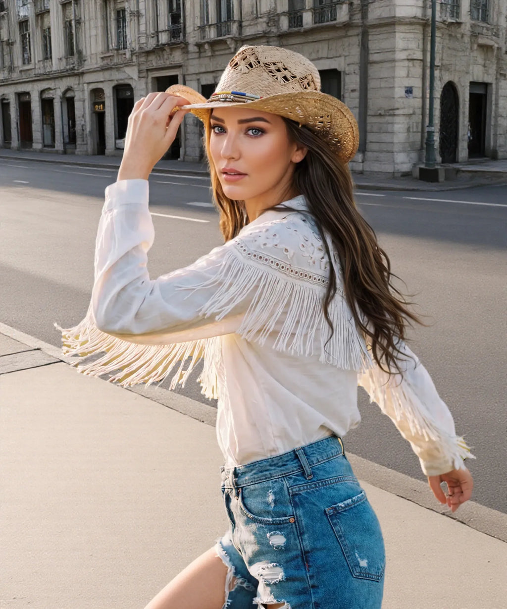Summer Raffia Straw Cowboy Hat